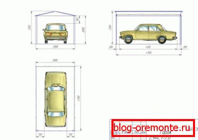 Zeichnung der Garage für ein Auto von Wellpappe