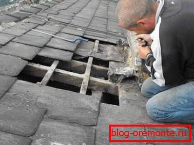 Schieferreparatur auf dem dach selber machen - foto,