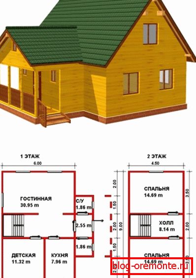 Haus aus Holz mit Grundrissen Haus aus Holz mit Grundrissen