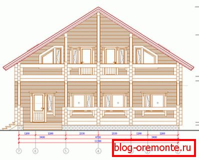 Die Zeichnung zeigt die Fassade des Hauses.