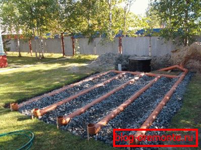 Bei Böden mit geringer Saugfähigkeit wird anstelle einer Wanne eine andere Konstruktion verwendet - ein Filtrationsfeld. Bei Böden mit geringer Saugfähigkeit wird anstelle einer Wanne eine andere Konstruktion verwendet - ein Filtrationsfeld.