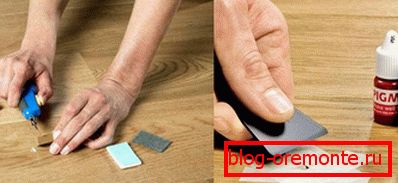Arbeit an der Reparatur von Laminat