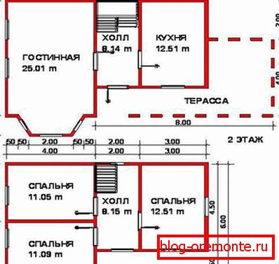 Typisches Design eines kleinen zweistöckigen Hauses mit Terrasse im ersten Stock Typisches Design eines kleinen zweistöckigen Hauses mit Terrasse im ersten Stock