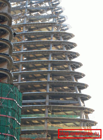 Der Beton für den Rahmen von Gebäuden im Bau Der Beton für den Rahmen von Gebäuden im Bau